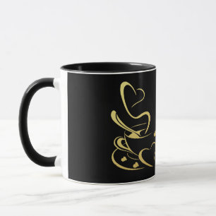 Caneca Coração de Café Dourado