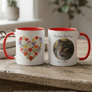 Caneca Coração de Flor Silvestre Pastel Minha Coração Tem
