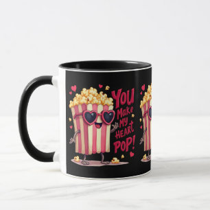 Caneca Coração de Pipoca Design de Dia dos Namorados Pop