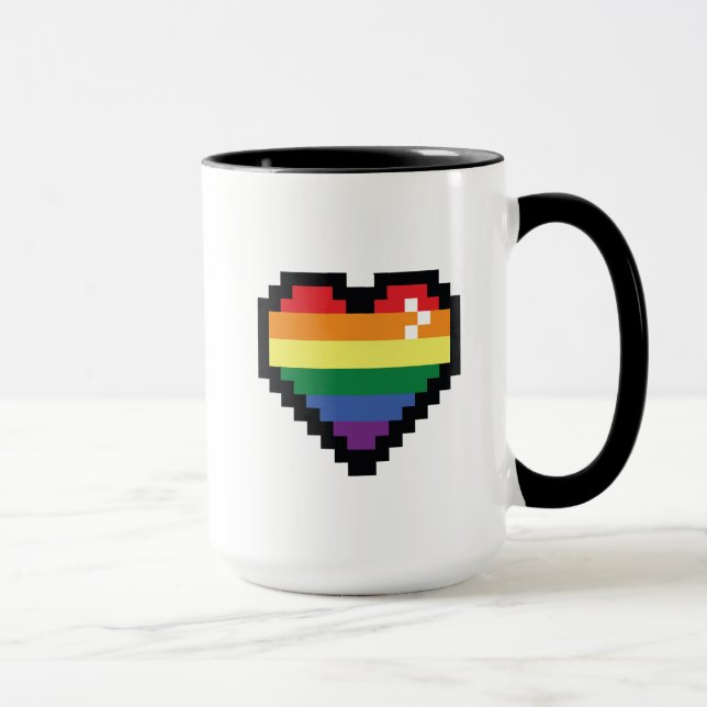 Caneca Coração de Pixel Arco-Íris (Direita)