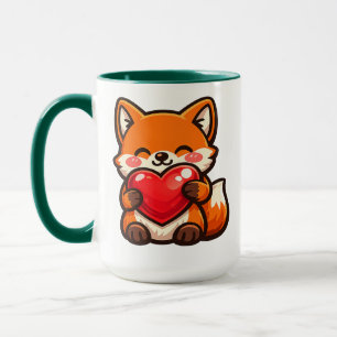 Caneca Coração de Raposa Fofa – Raposa Kawaii com