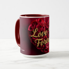Caneca Coração de Rosa Vermelha Romântica "Eu Te Amo Para