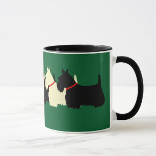 Caneca Coração de silhueta preto-e-branco escocês