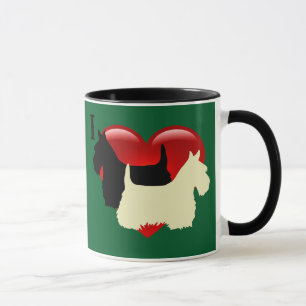Caneca Coração de silhueta preto-e-branco escocês