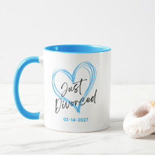 Caneca Coração Desenhado Azul Recém-Divorciado