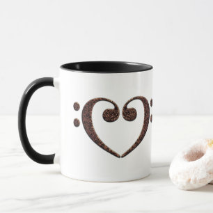 Caneca Coração do Clef de contrabaixo para melómanos