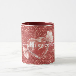 Caneca Coração Doce Vermelho Brilho Amor  