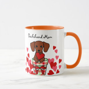 Caneca Coração dos desenhos animados do Dachshund