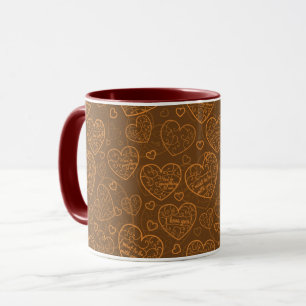 Caneca Coração Dourada de Amor Moderno e Elegante
