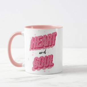 Caneca Coração e Alma Texto Cor-de-Rosa Foto Personalizad