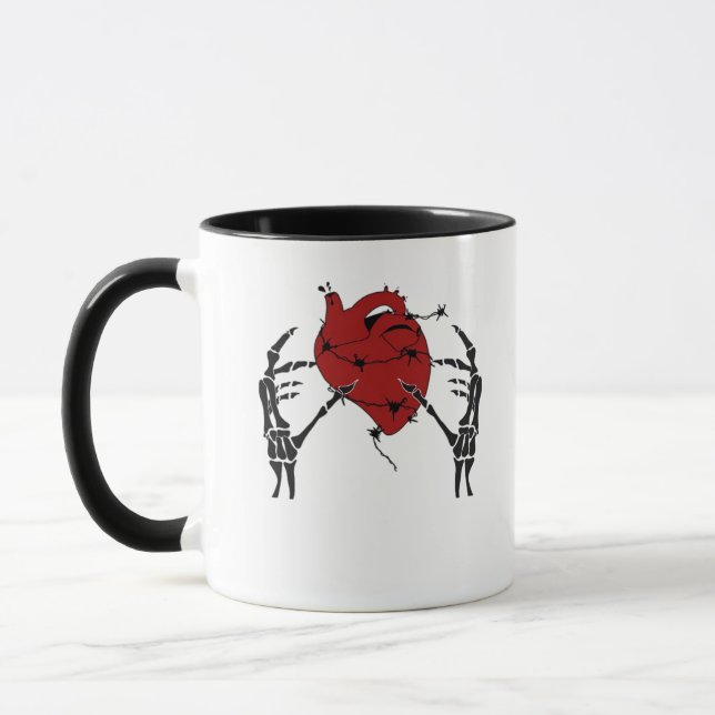 Caneca Coração E Mãos - Mãos Corações De Esqueleto (Esquerda)