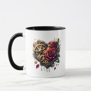 Caneca Coração e Rosas Steampunk
