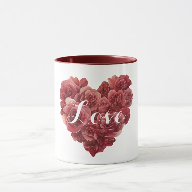 Caneca Coração Floral de Rosas Vermelhas (Centro)