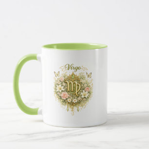 Caneca Coração Floral do Zodíaco de Virgem – Astro
