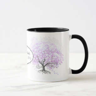 Caneca Coração Folha Lavanda Árvore Vintage Casamento Pás