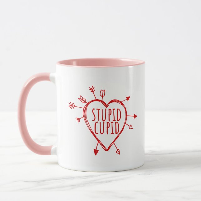 Caneca Coração Idiota Cupido Com Flechas Engraçado Sarcás (Esquerda)