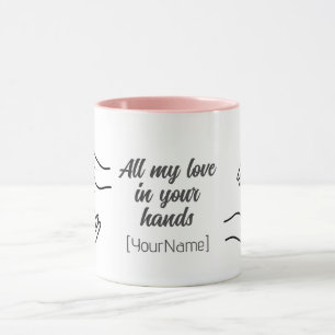 Caneca Coração Mãos Todo o Meu Amor Personalizada