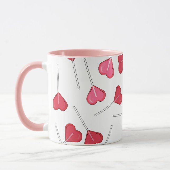 Caneca Coração Namorados Bonito Lolly | Padrão de pirulit (Esquerda)