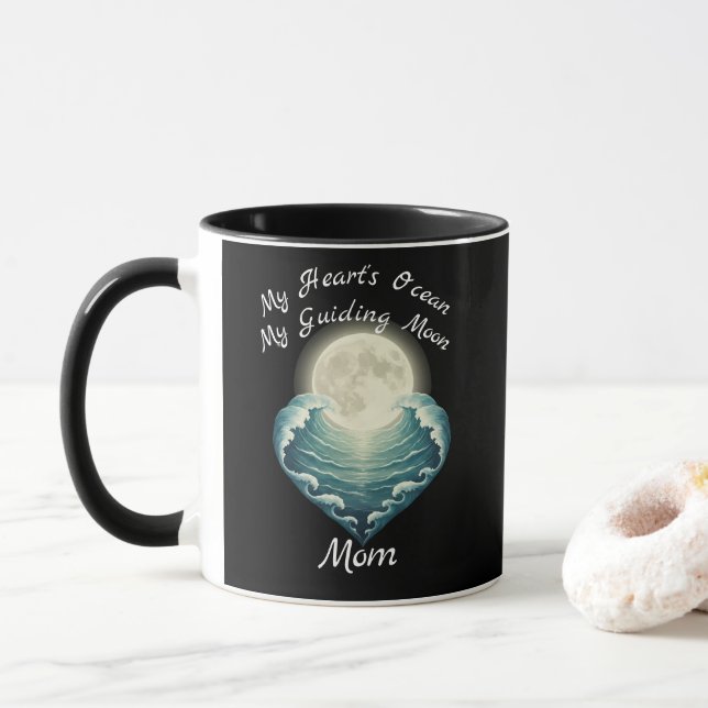 Caneca Coração Oceano Guiando Lua Mãe (Com Donut)