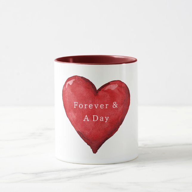 Caneca Coração para Sempre & Um Dia do Amor no Dia dos Na (Centro)