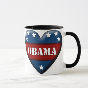 Caneca coração patriótico de obama