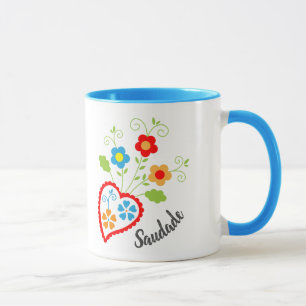 Caneca Coração popular portuguesa com palavra saudade