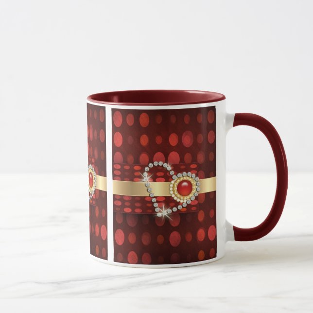 Caneca Coração romântico do diamante (Direita)