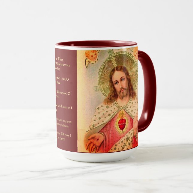Caneca Coração Sagrado de Jesus Orando Mug (Frente Esquerda)