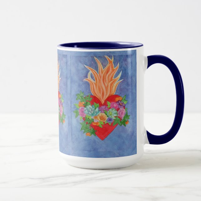 Caneca Coração Sagrado de Jesus Watercolor Blue Gift (Direita)