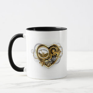 Caneca Coração Steampunk com Manômetro