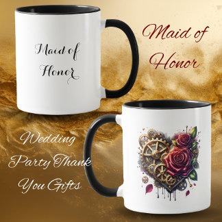 Caneca Coração Steampunk e Rosas | Dama de Honra