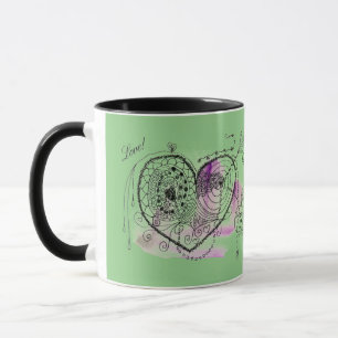 Caneca Coração Verde e Amor