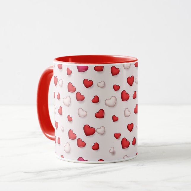 Caneca Coração Vermelho de Amor Moderno e Elegante Modern (Frente Esquerda)