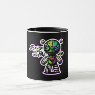 Caneca Coração Violeta Verde Estranho e Incomum Urso Vodu