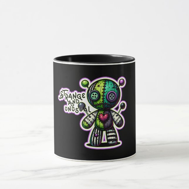 Caneca Coração Violeta Verde Estranho e Incomum Urso Vodu (Centro)