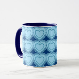 Caneca Corações Abstrato modernos - Azul-Céu e Cobalto