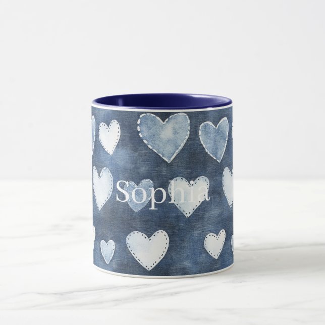 Caneca Corações Azuis (Centro)