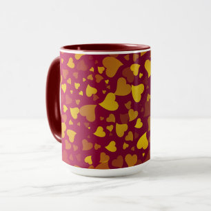 Caneca Corações Caindo Dourado