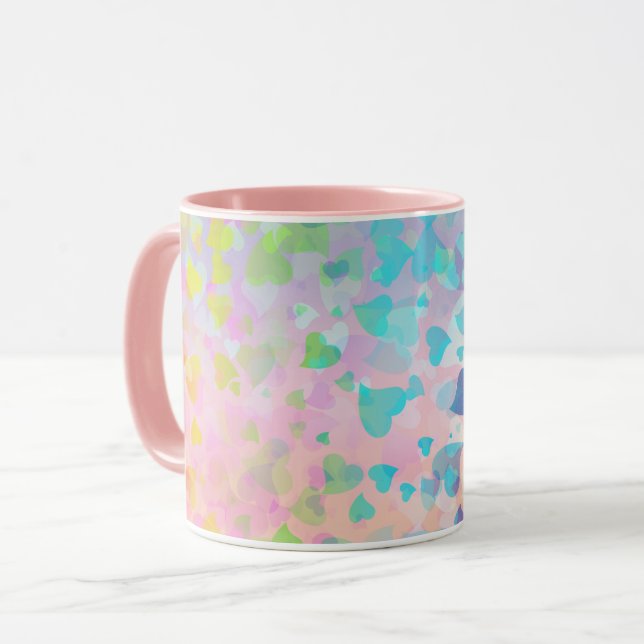 Caneca Corações Caindo Rosa (Frente Esquerda)