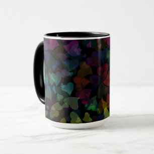 Caneca Corações Coloridos em Preto