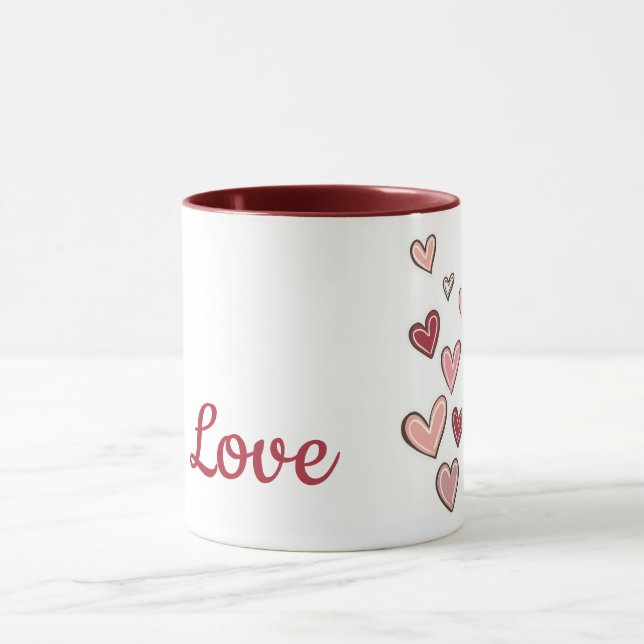 Caneca Corações de Amor Rosa Vermelho (Centro)