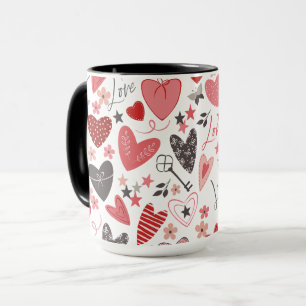 Caneca Corações de dia de os namorados, Chaves