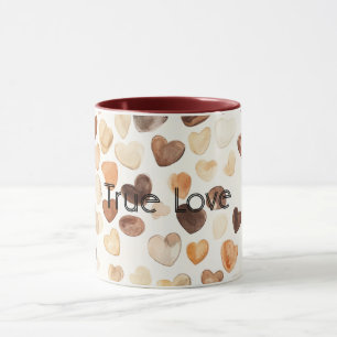 Caneca Corações de Grão de Café com Creme