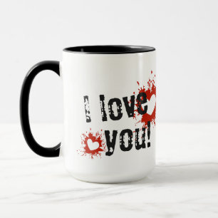 Caneca Corações De Pintar Vermelho, Eu Te Amo