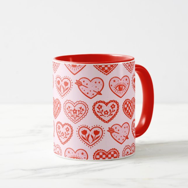 Caneca Corações Decorados (Frente Esquerda)