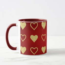 Caneca Corações do Ouro de Luxo Vermelho dia de os namora