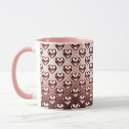 Caneca Corações Dourados Românticos Rosa