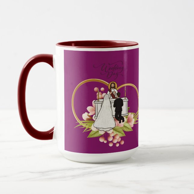 Caneca Corações entrelaçados magenta (Esquerda)