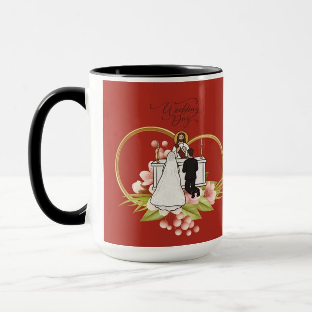 Caneca Corações entrelaçados vermelho tijolo (Esquerda)