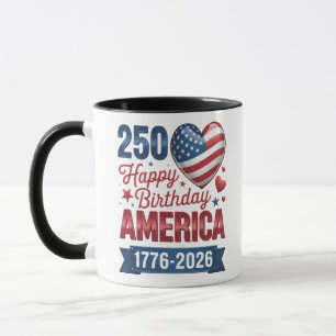 Caneca Corações EUA 1776 2026 4 de julho